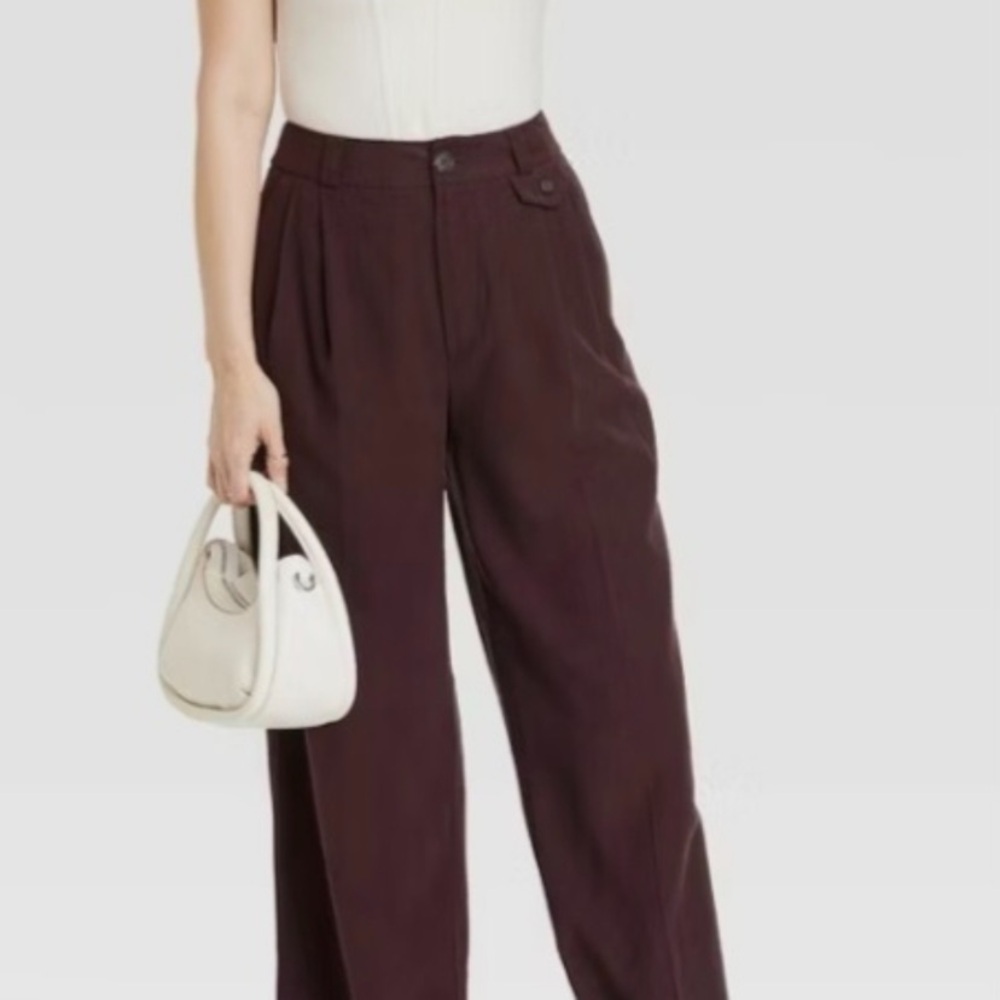 A New Day Wide Leg Burgundy Dress Pants Size 2